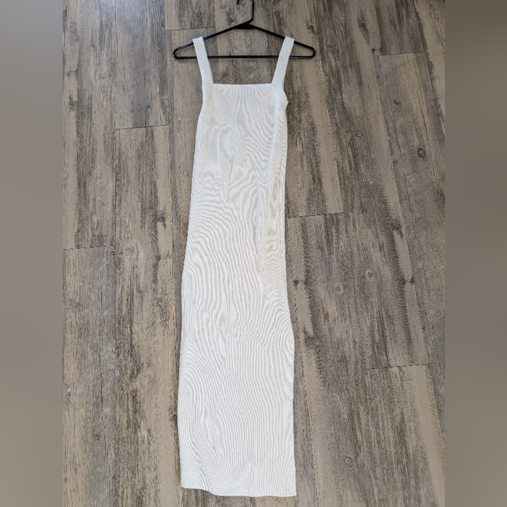 Cable Knit White Sleeveless Dress
